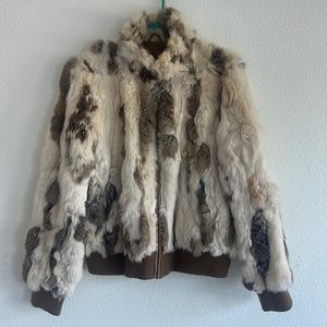 Wilsons Leather Maxima Rabbit Fur Mixed Tone
Bomber Jacket Size X-Large Vintage
